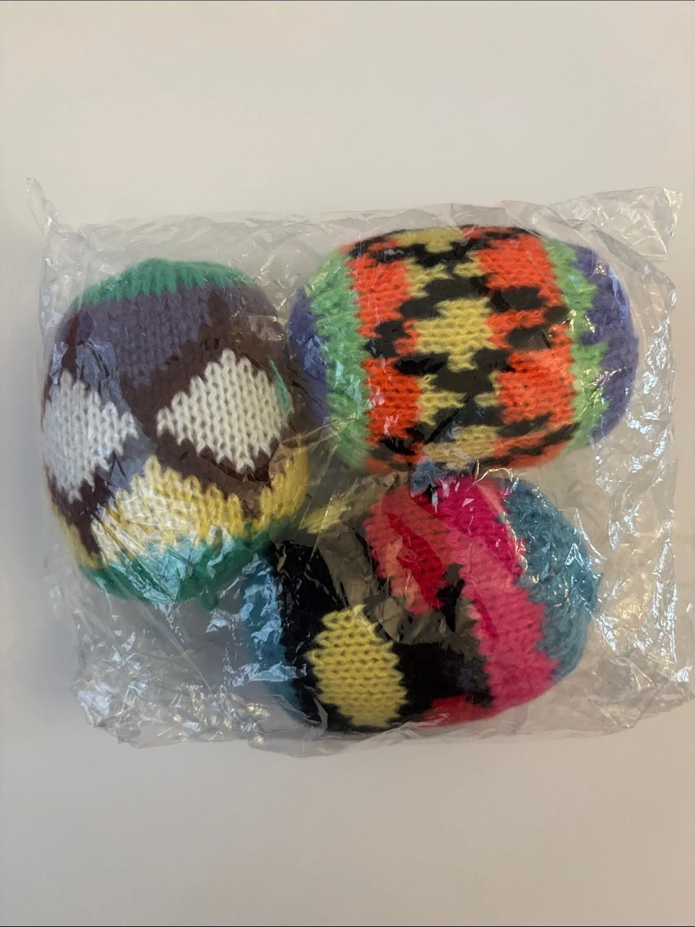 Handmade Crochet foot bag 3 pcs colorful knitted sand bags jiggling balls